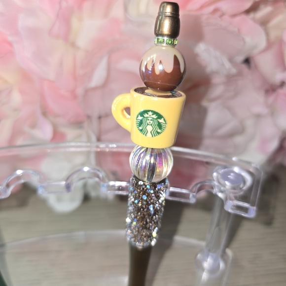 x2 Beaded Pens Handcrafted Starbucks Coffee - Picture 3 of 3